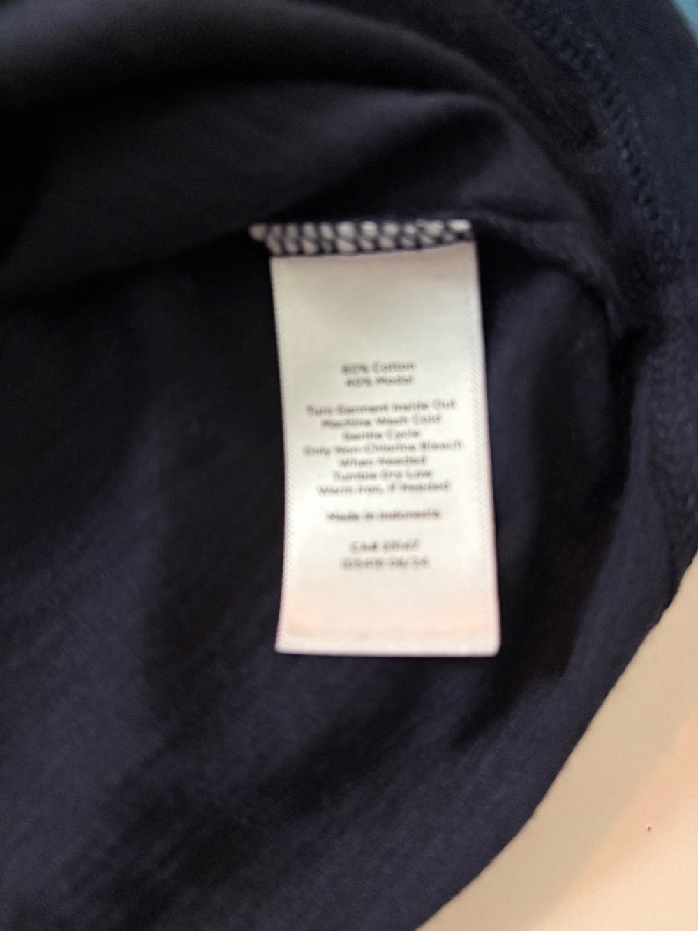 Talbots Ruched Cuff Crewneck T-Shirt Navy Blue - Picture 4 of 8